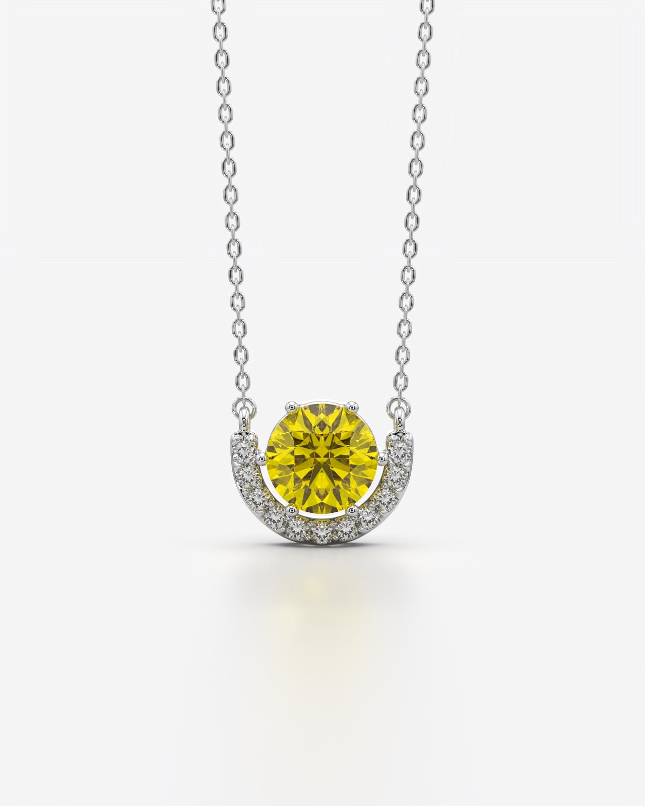 Birthstone Arc Pendant Necklace