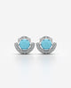 Crimson Stone Crescent Halo Stud Earrings