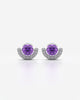 Crimson Stone Crescent Halo Stud Earrings
