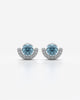 Crimson Stone Crescent Halo Stud Earrings