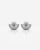 Crimson Stone Crescent Halo Stud Earrings