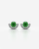 Crimson Stone Crescent Halo Stud Earrings