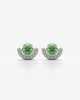 Crimson Stone Crescent Halo Stud Earrings