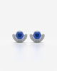 Crimson Stone Crescent Halo Stud Earrings