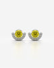 Crimson Stone Crescent Halo Stud Earrings