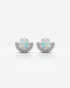 Crimson Stone Crescent Halo Stud Earrings