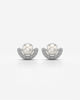 Crimson Stone Crescent Halo Stud Earrings