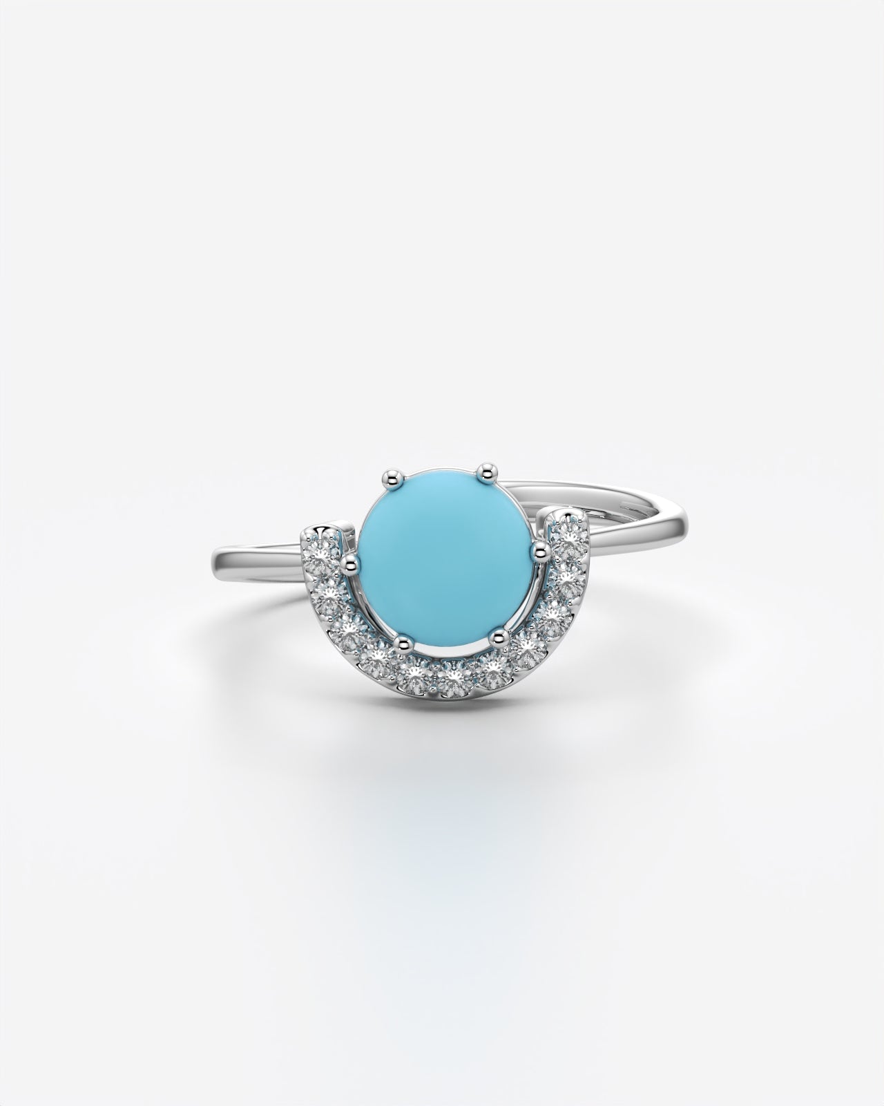 Solitaire Crescent Adjustable Statement Ring