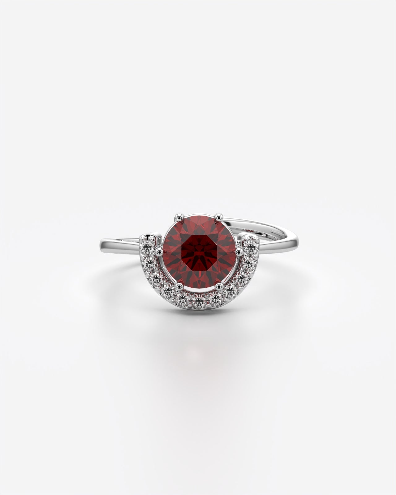 Solitaire Crescent Adjustable Statement Ring