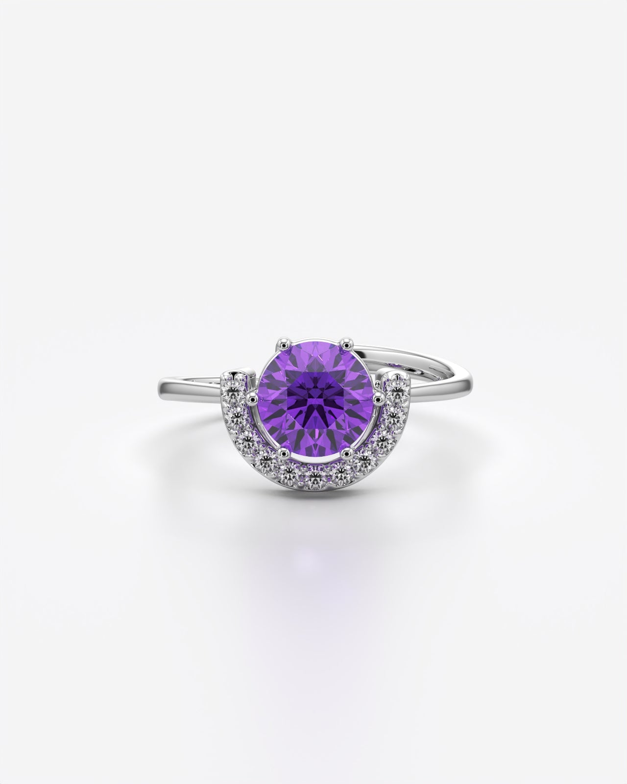 Solitaire Crescent Adjustable Statement Ring