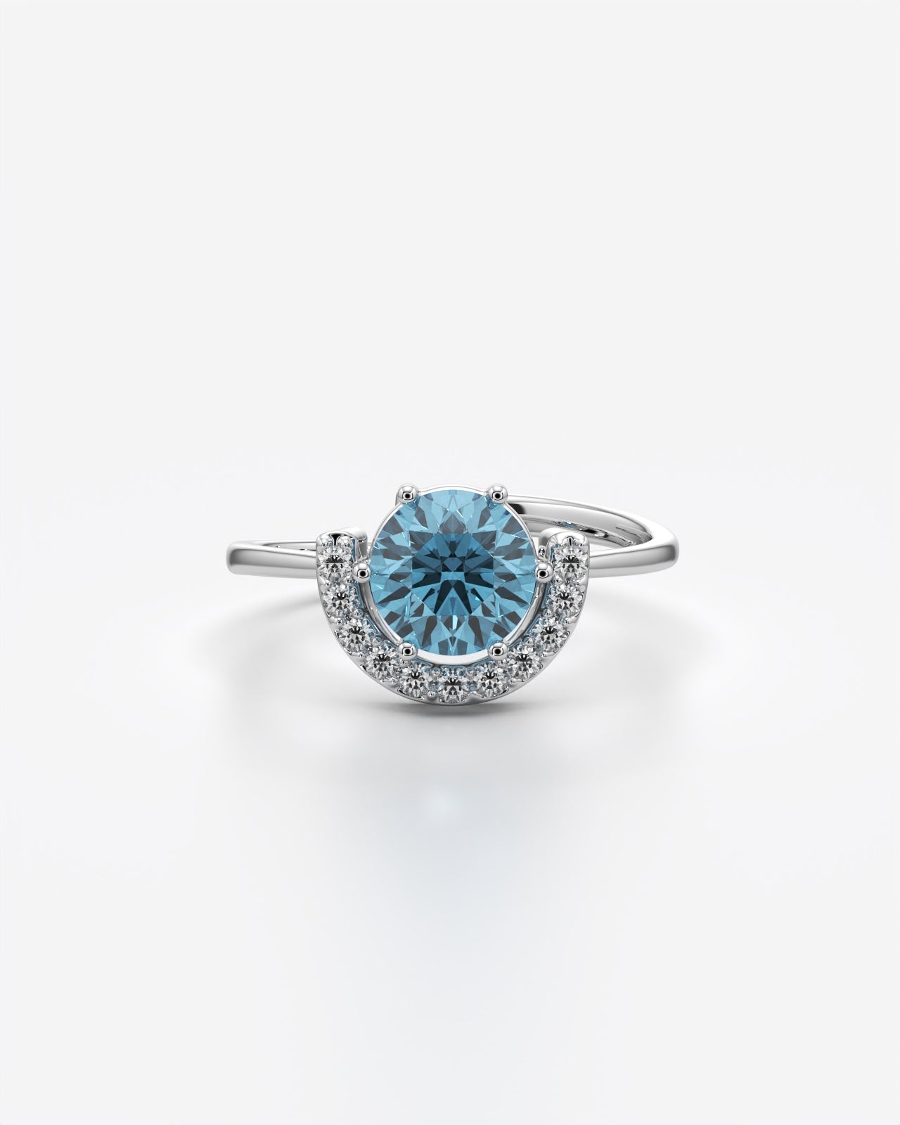 Solitaire Crescent Adjustable Statement Ring