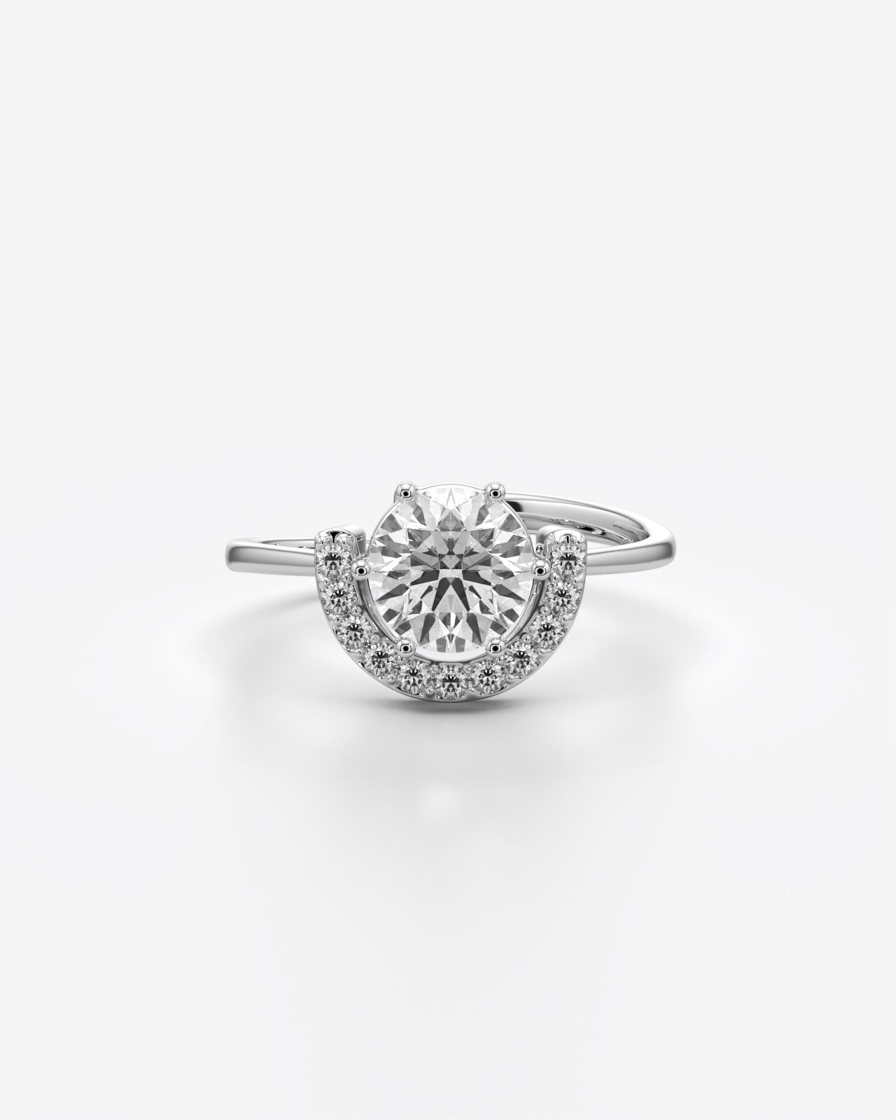 Solitaire Crescent Adjustable Statement Ring