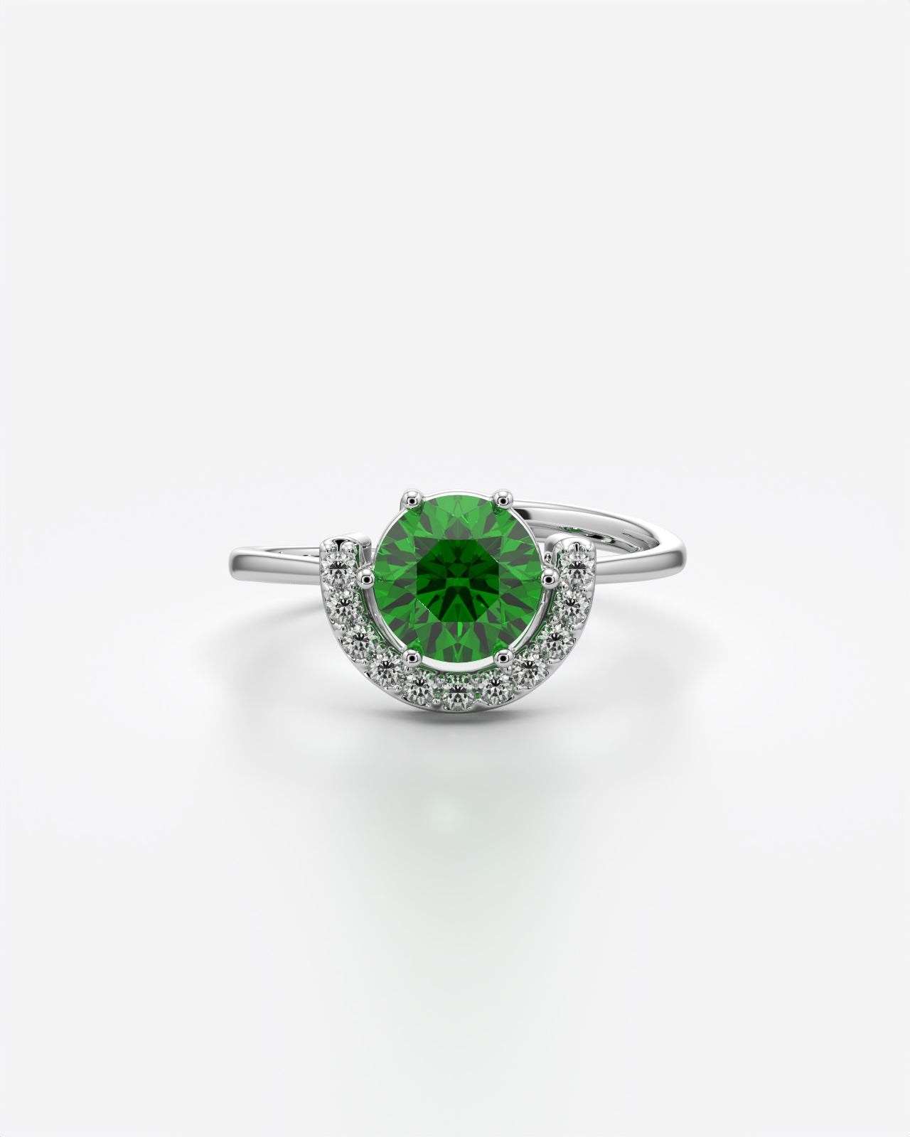 Solitaire Crescent Adjustable Statement Ring