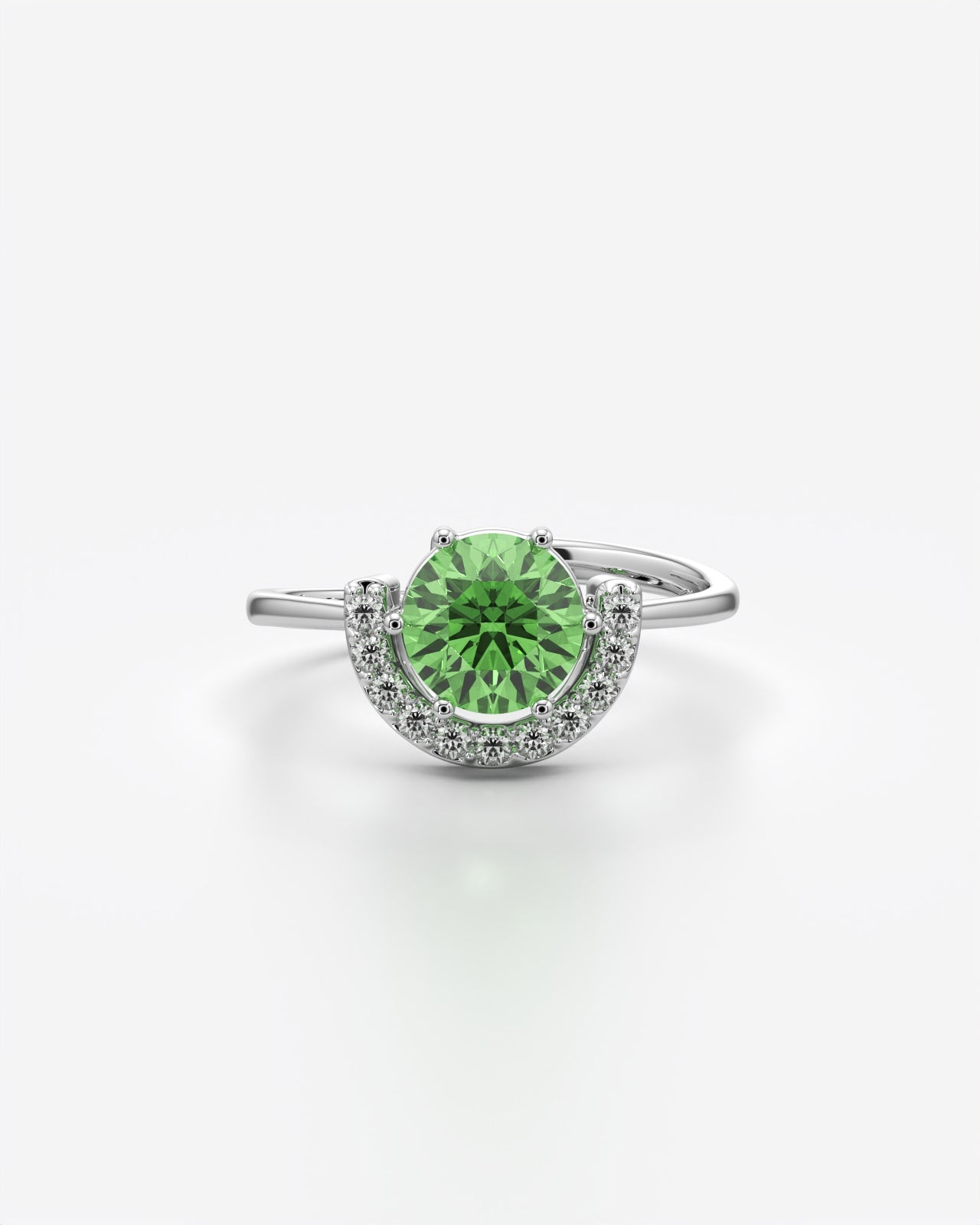 Solitaire Crescent Adjustable Statement Ring