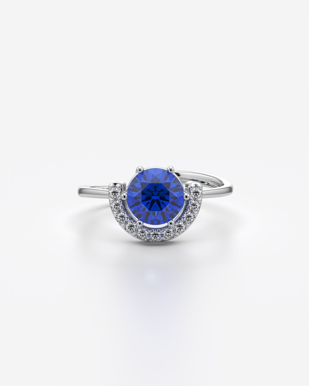 Solitaire Crescent Adjustable Statement Ring
