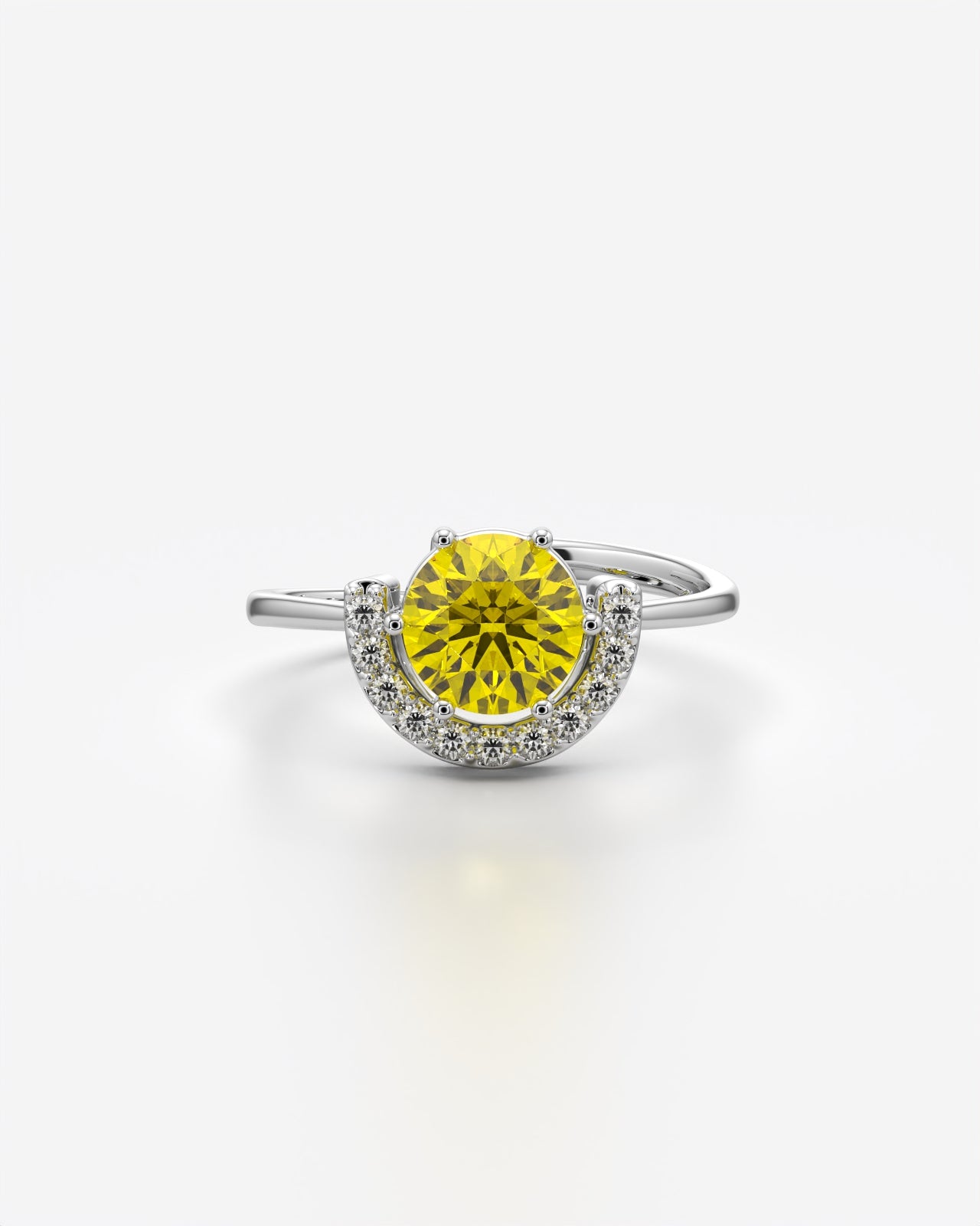 Solitaire Crescent Adjustable Statement Ring