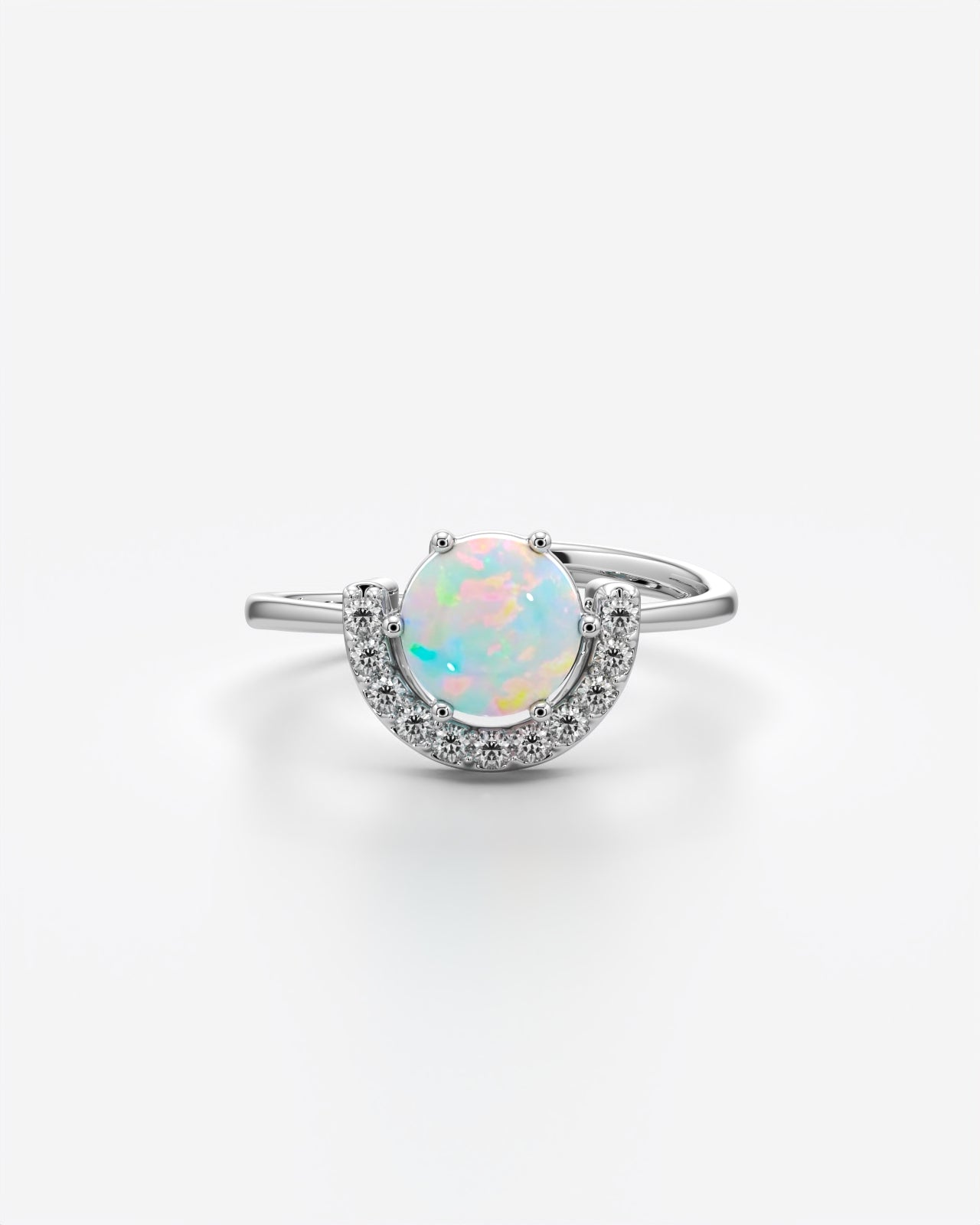 Solitaire Crescent Adjustable Statement Ring
