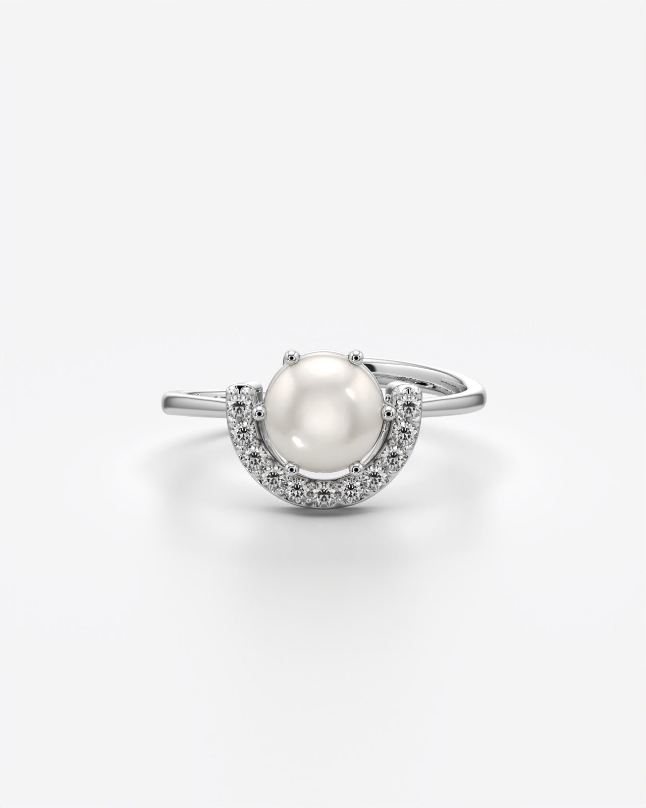 Solitaire Crescent Adjustable Statement Ring