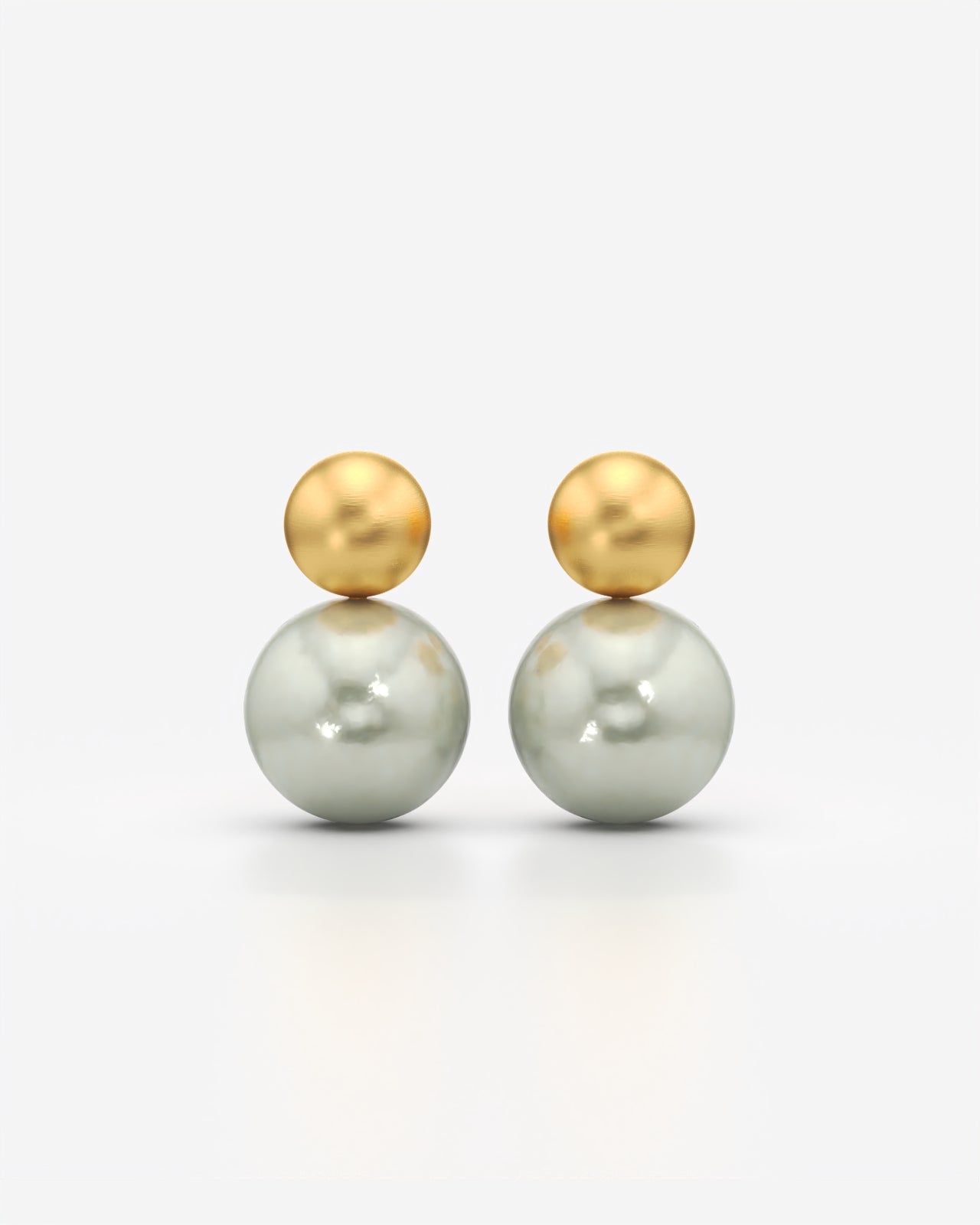 Double Sphere Pearl Stud Earrings