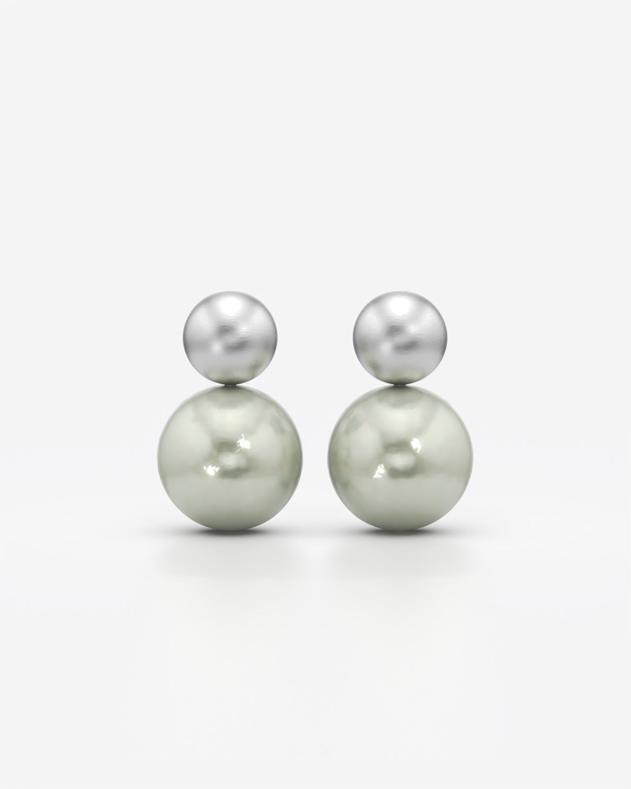 Double Sphere Pearl Stud Earrings